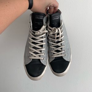 leather crown high top sneakers
